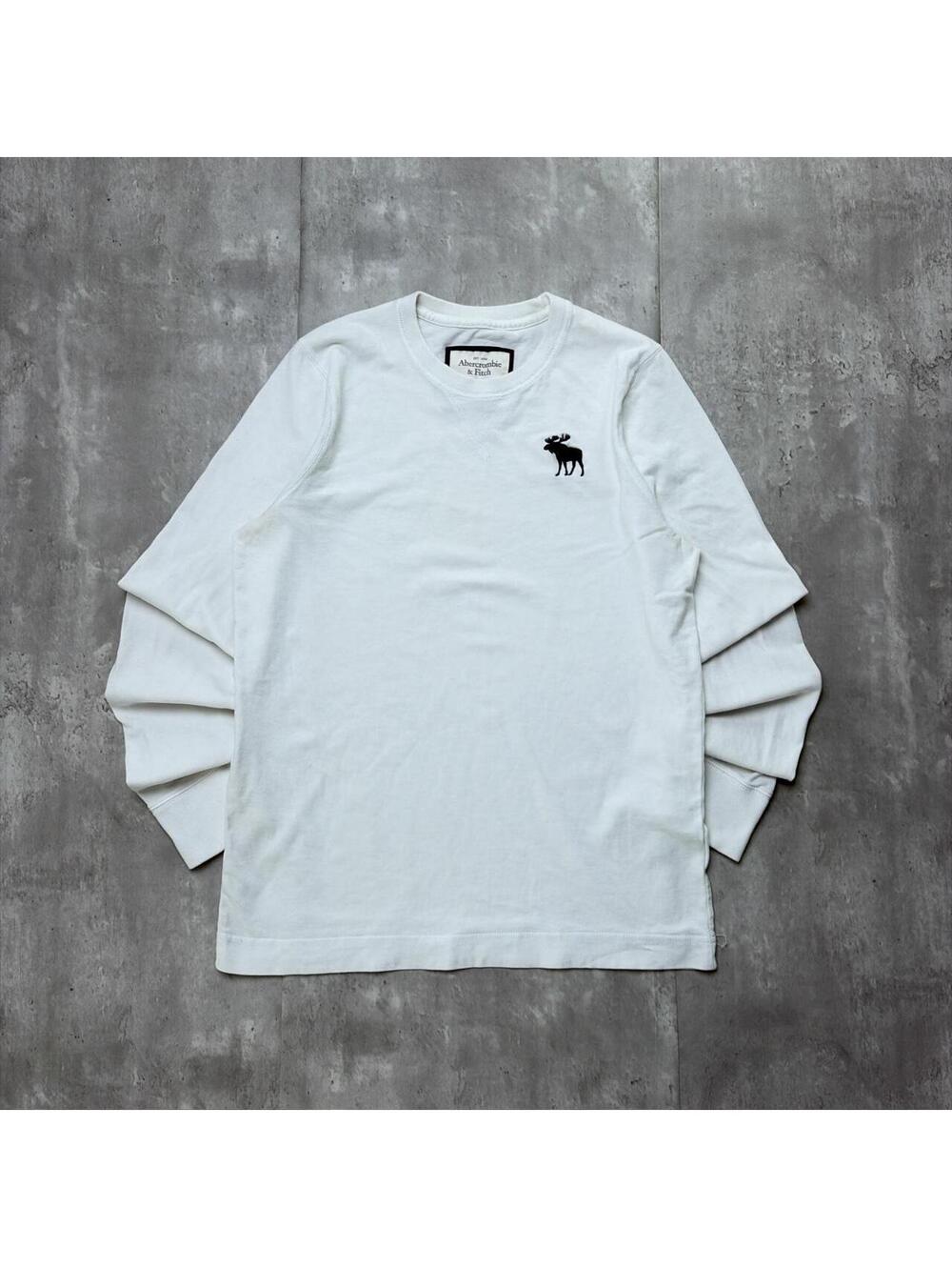Y2K White Abercrombie & Fitch Grunge Muscle Fit Long Sleeve Shirt